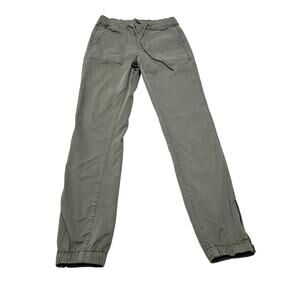 American Eagle AEO green brushed elastic waist jogger pants zipper moto 6 long